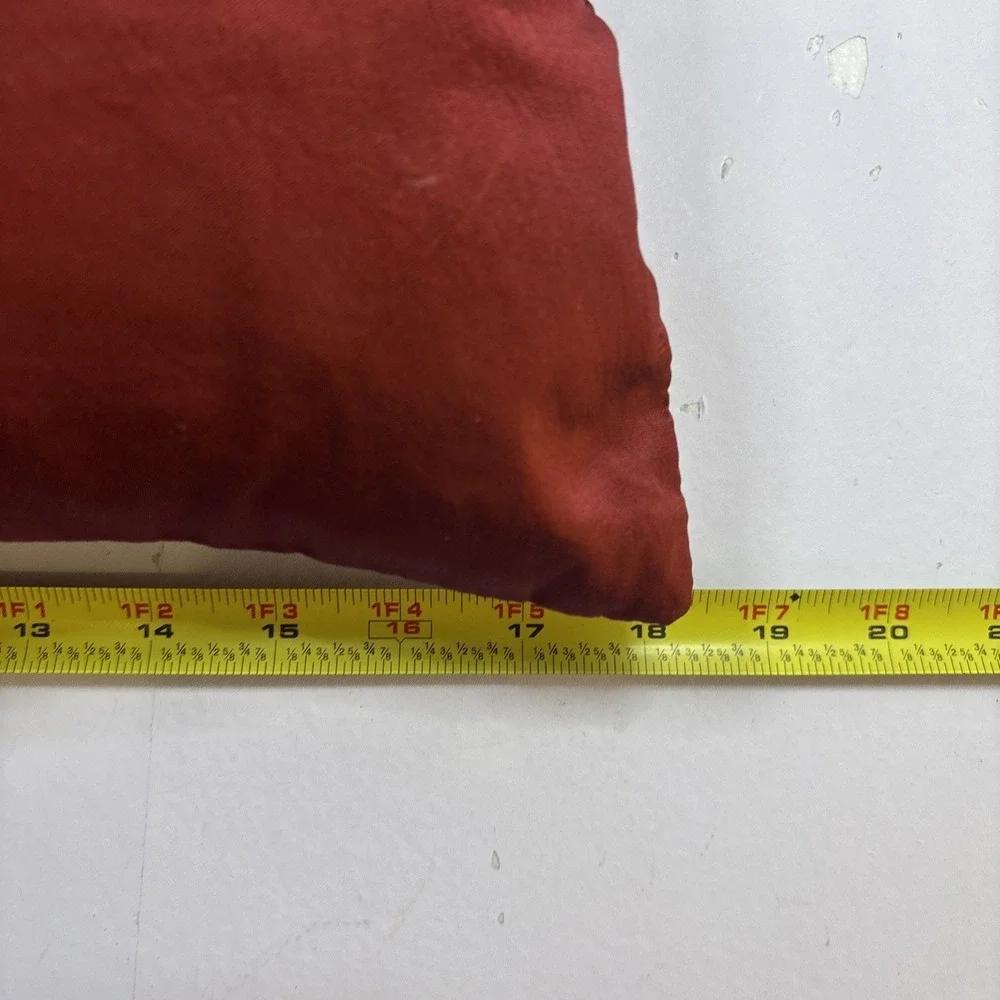 Vtg Set of 2 Pier 1 Beaded Sequin Red‎ Appliqué Ribbon Pillows 18 X14 Inch